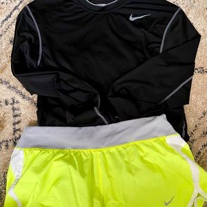 Nike Dri-fit shorts and Dri-fit long sleeve shirt